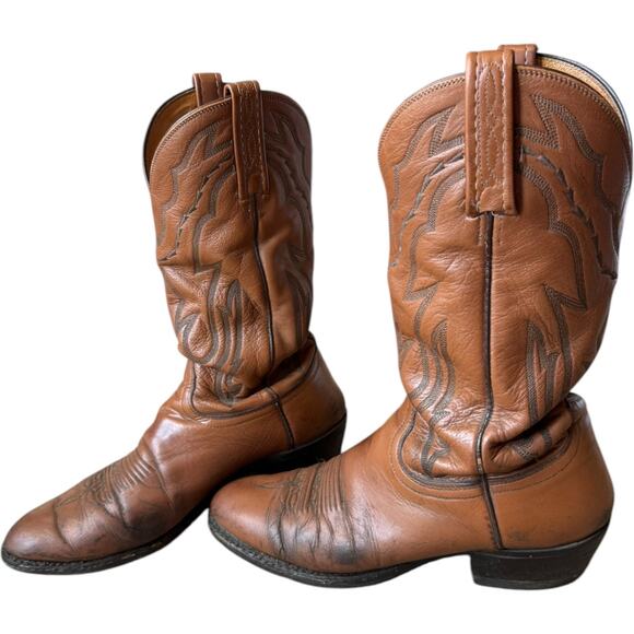 LUCCHESE 2000 Harrison Brown Cowhide Leather Cowboy Boots 9D - Picture 13 of 16